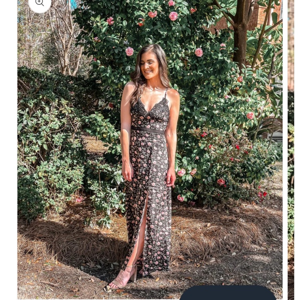 Sweetgrass & Sand-dollars “Love Letters” Floral Satin Maxi Dress with slit